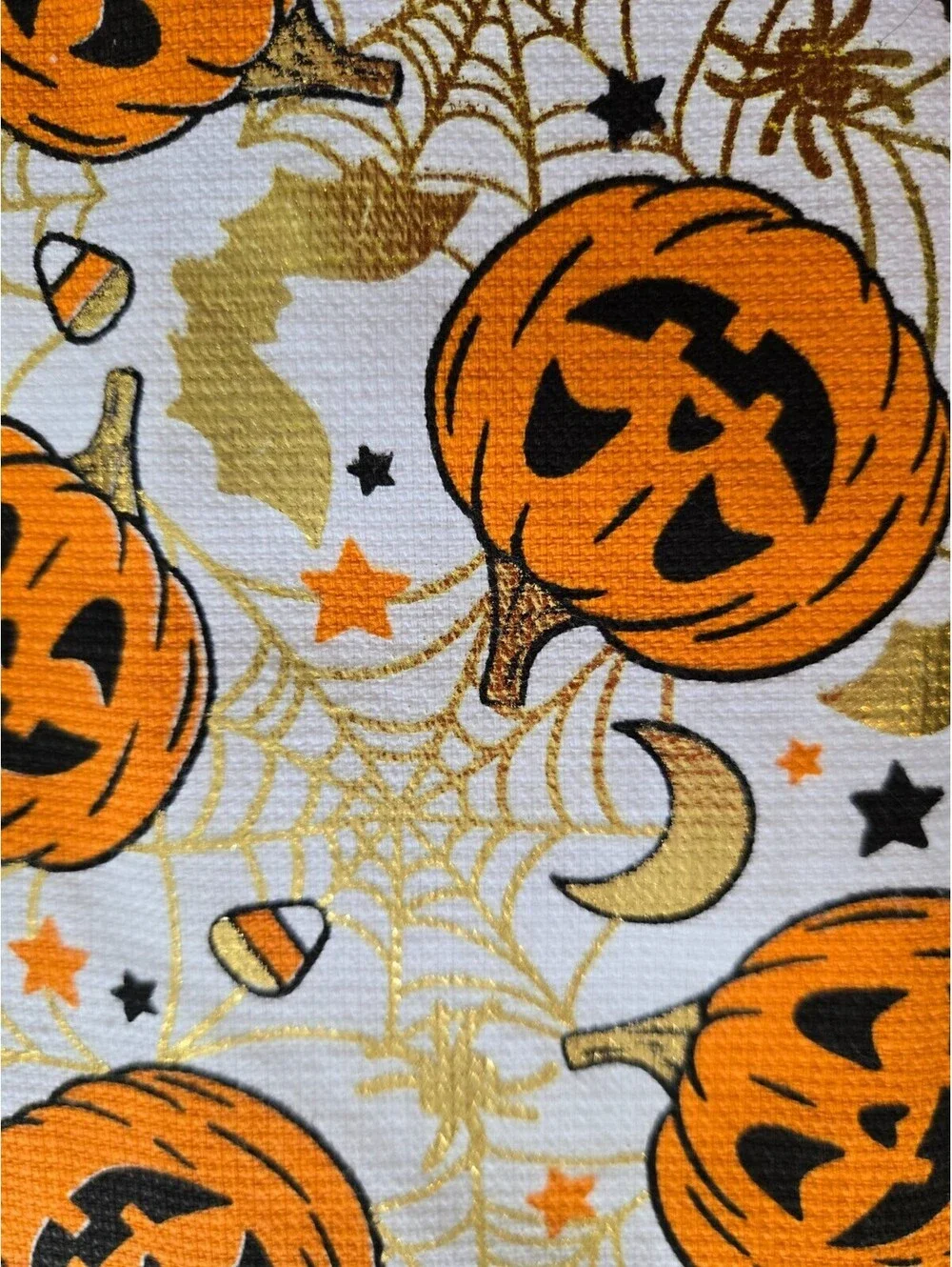 Abbey Cottage Kitchen Towel Set Halloween Decoration Pumpkins, Spider Web NWT